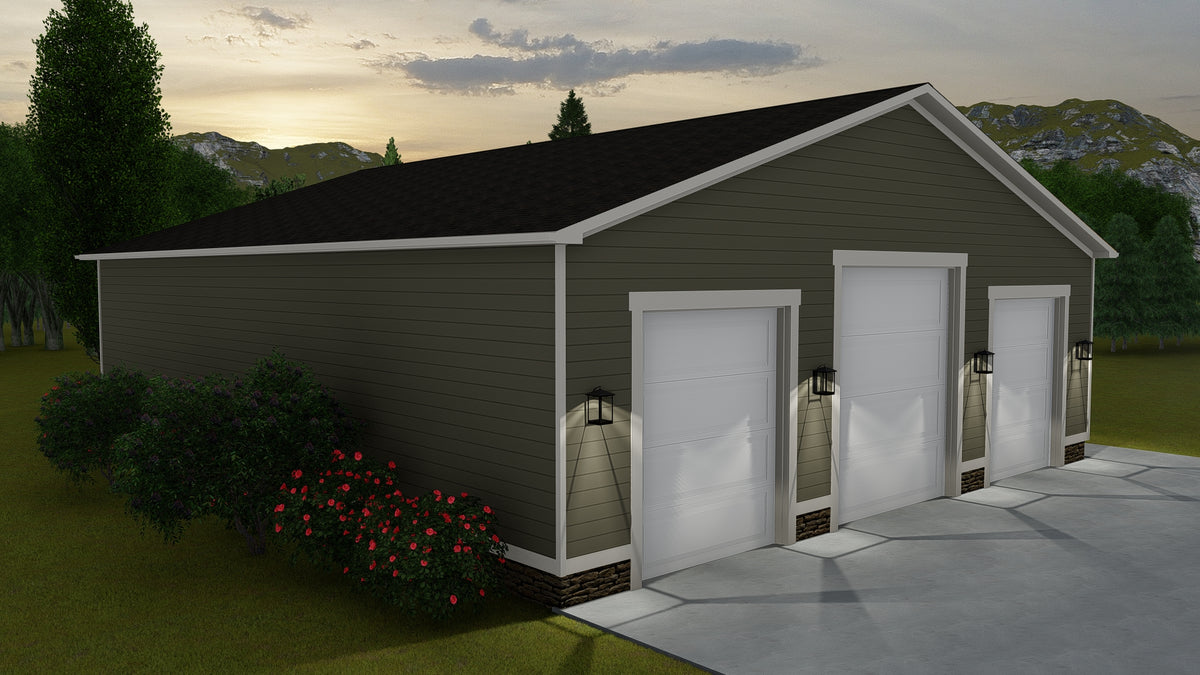 8-Car Detached Garage Plan – 3000 Sq Ft with Slab Foundation