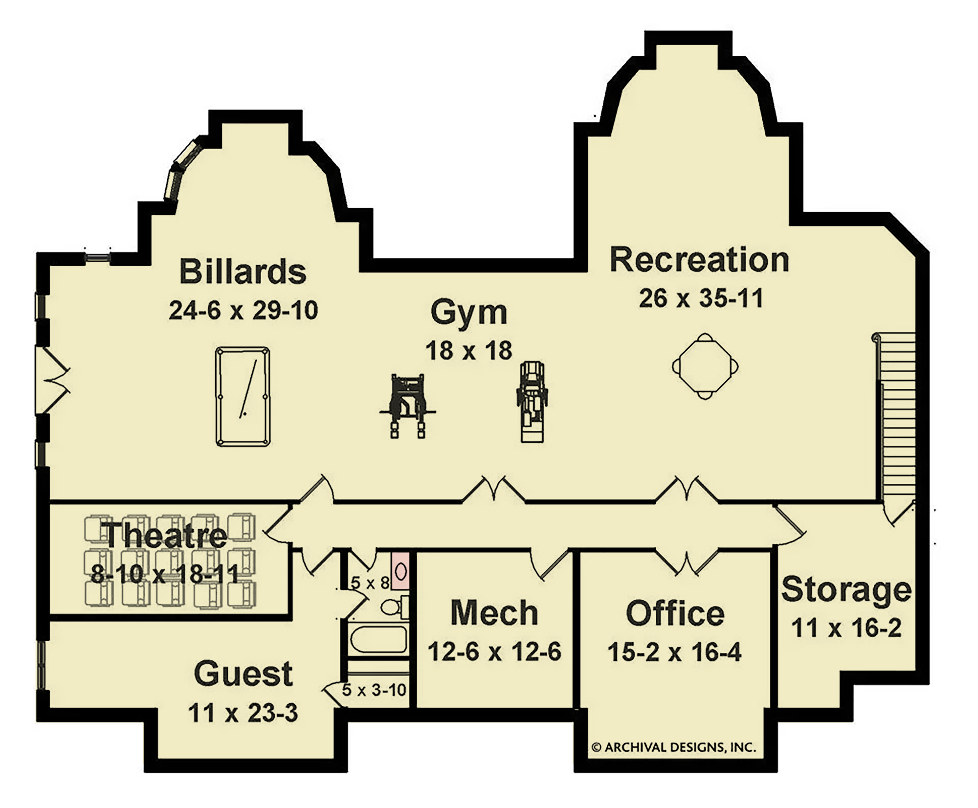 A084-A Bowen House, Archival Design, Basement Floor Plan