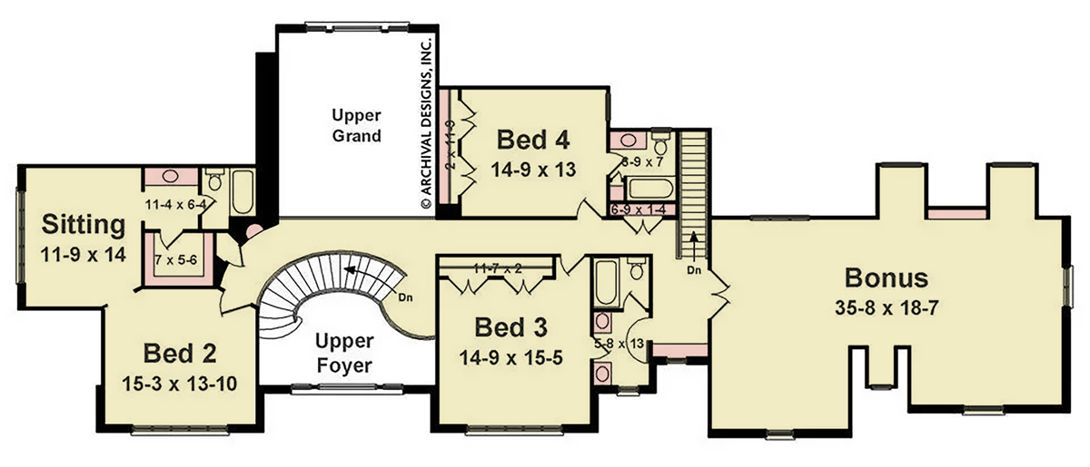 A084-A Bowen House, Archival Design, Second Floor Plan