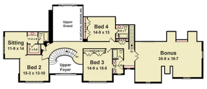 A084-A Bowen House, Archival Design, Second Floor Plan