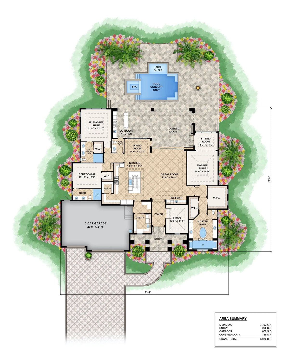 Breakwater House Plan - Archival Designs House Plans, floor plan