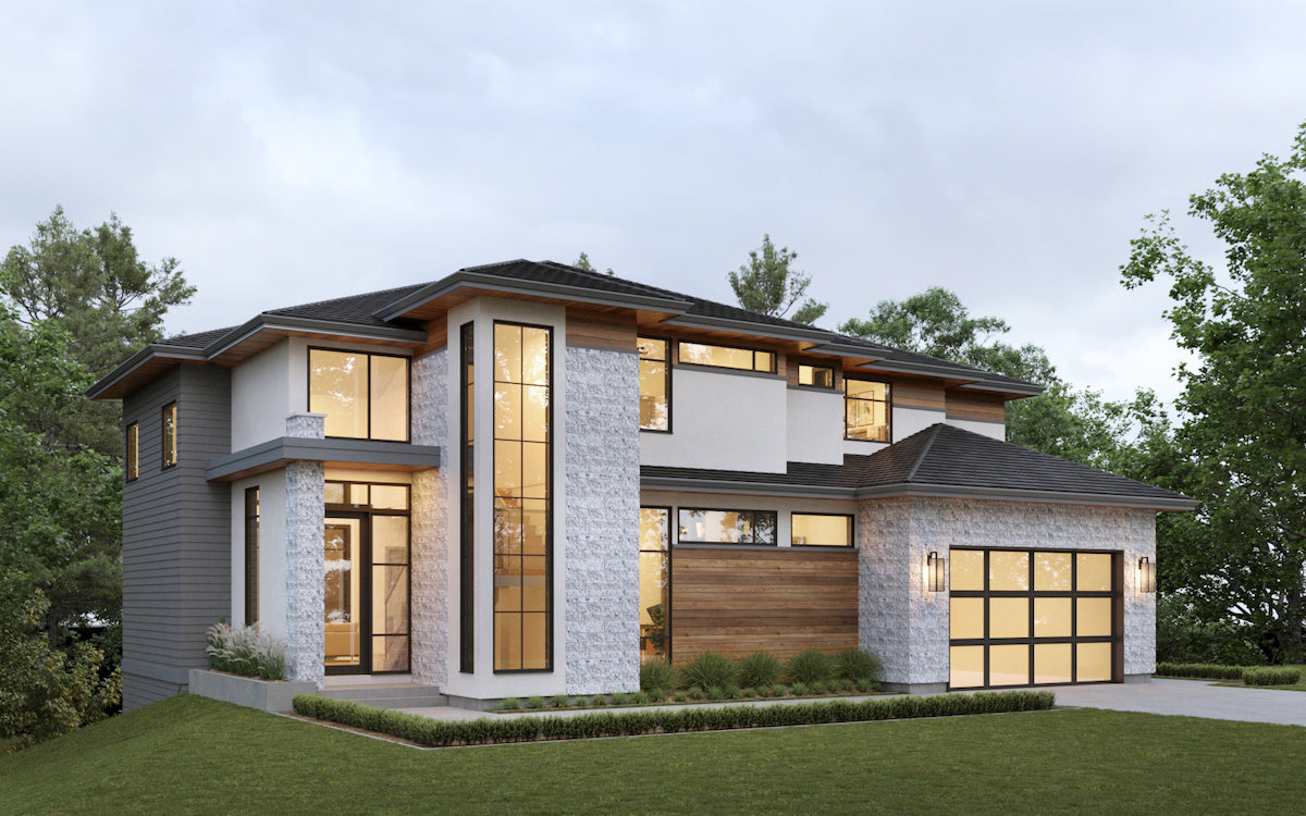 Two Story Contemporary House with an Island Kitchen - 2622 Sq ft.