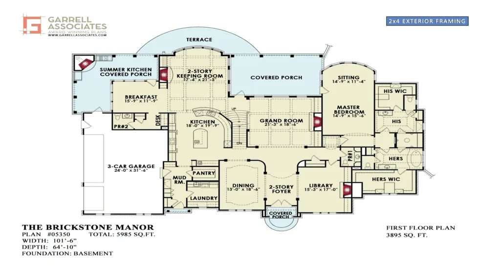 Brickstone Manor House Plan - Archival Designs House Plans, floor plan