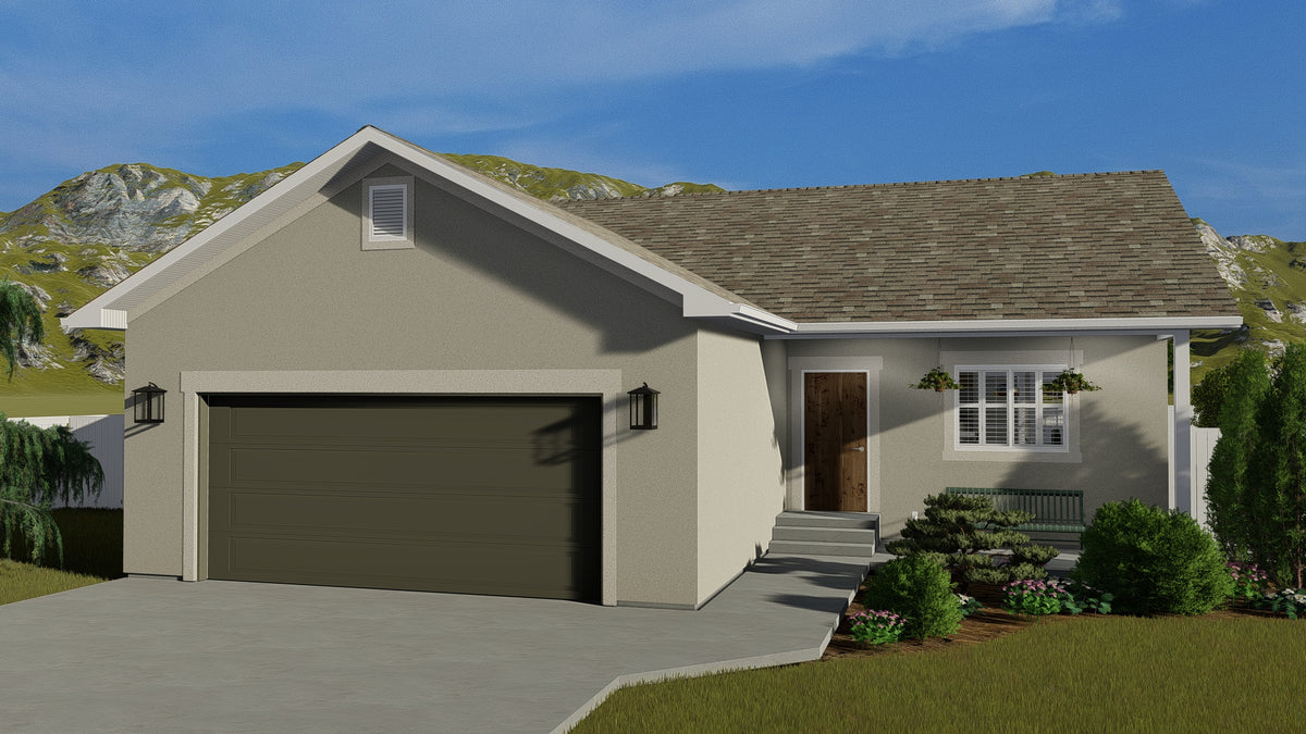 AO8471-A Traditional Ranch House, 2 Bedrooms, 2 Bathrooms | Brynn House Plan Exterior