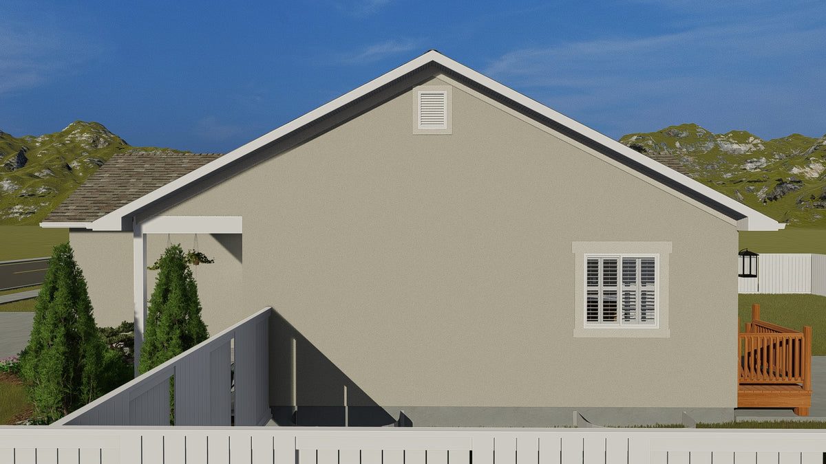 AO8471-A Traditional Ranch House, 2 Bedrooms, 2 Bathrooms | Brynn House Plan Exterior-3