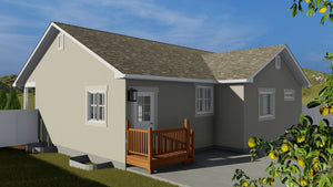 AO8471-A Traditional Ranch House, 2 Bedrooms, 2 Bathrooms | Brynn House Plan Exterior-4