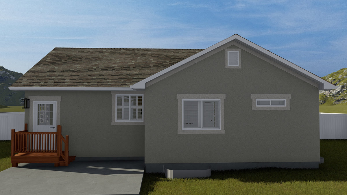 AO8471-A Traditional Ranch House, 2 Bedrooms, 2 Bathrooms | Brynn House Plan Exterior-5