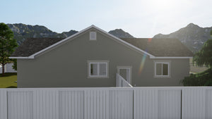 AO8471-A Traditional Ranch House, 2 Bedrooms, 2 Bathrooms | Brynn House Plan Exterior-7
