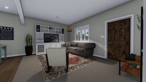 AO8471-A Traditional Ranch House, 2 Bedrooms, 2 Bathrooms | Brynn House Plan Family Room