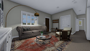 AO8471-A Traditional Ranch House, 2 Bedrooms, 2 Bathrooms | Brynn House Plan Family Room