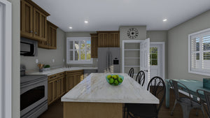 AO8471-A Traditional Ranch House, 2 Bedrooms, 2 Bathrooms | Brynn House Plan Kitchen