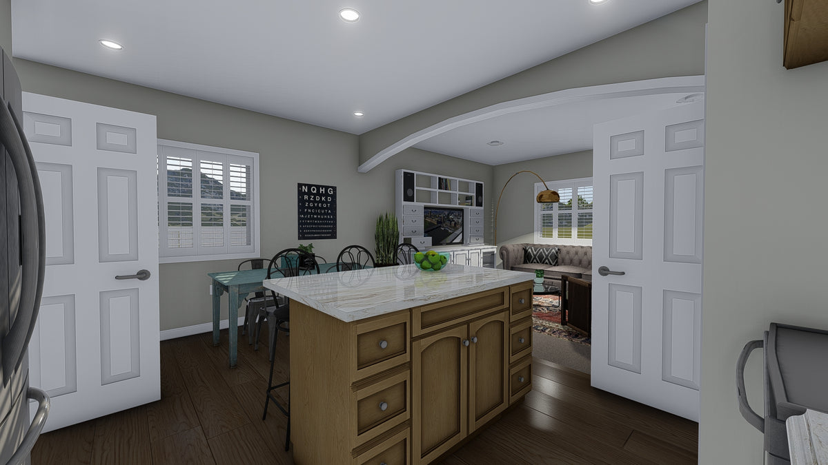 AO8471-A Traditional Ranch House, 2 Bedrooms, 2 Bathrooms | Brynn House Plan Kitchen