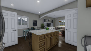 AO8471-A Traditional Ranch House, 2 Bedrooms, 2 Bathrooms | Brynn House Plan Kitchen
