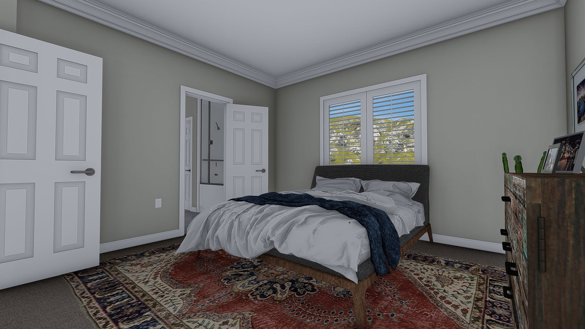 AO8471-A Traditional Ranch House, 2 Bedrooms, 2 Bathrooms | Brynn House Plan Master Bedroom