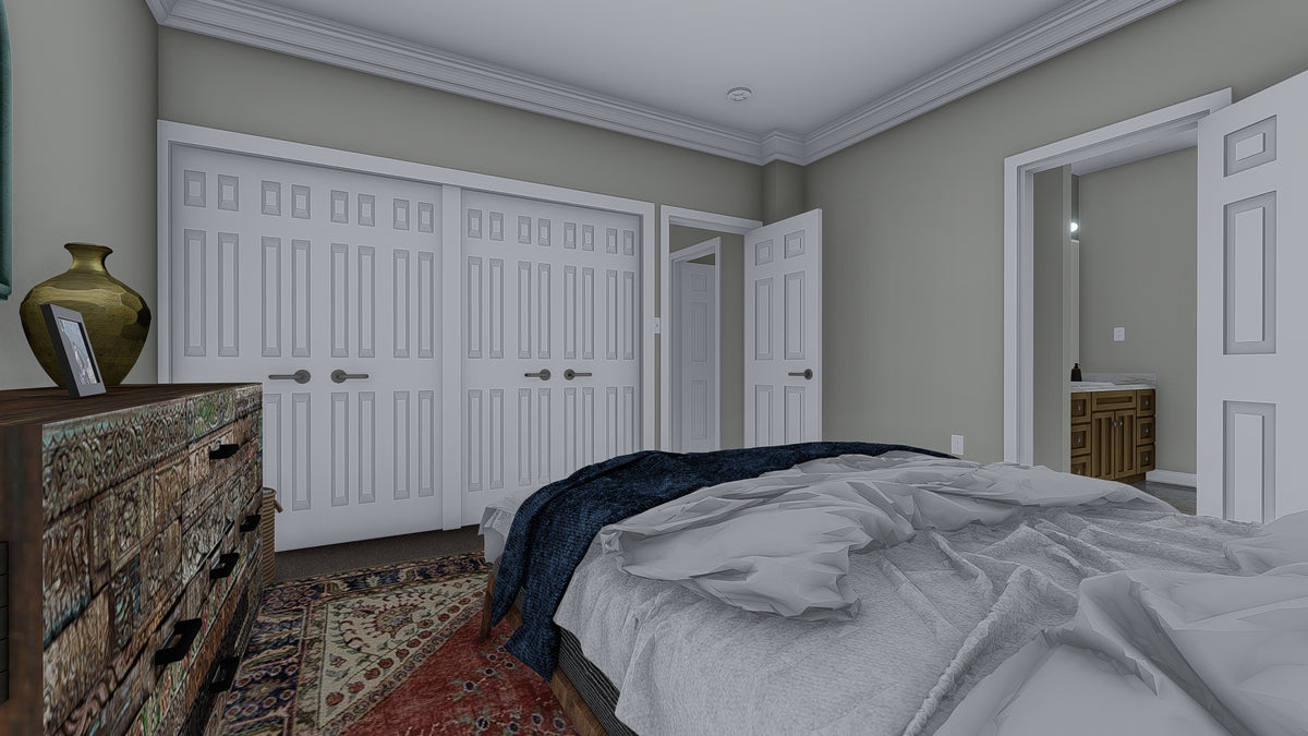 AO8471-A Traditional Ranch House, 2 Bedrooms, 2 Bathrooms | Brynn House Plan Master Bedroom
