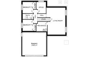 AO8471-A Traditional Ranch House, 2 Bedrooms, 2 Bathrooms | Brynn House Plan Basement Floor Plan