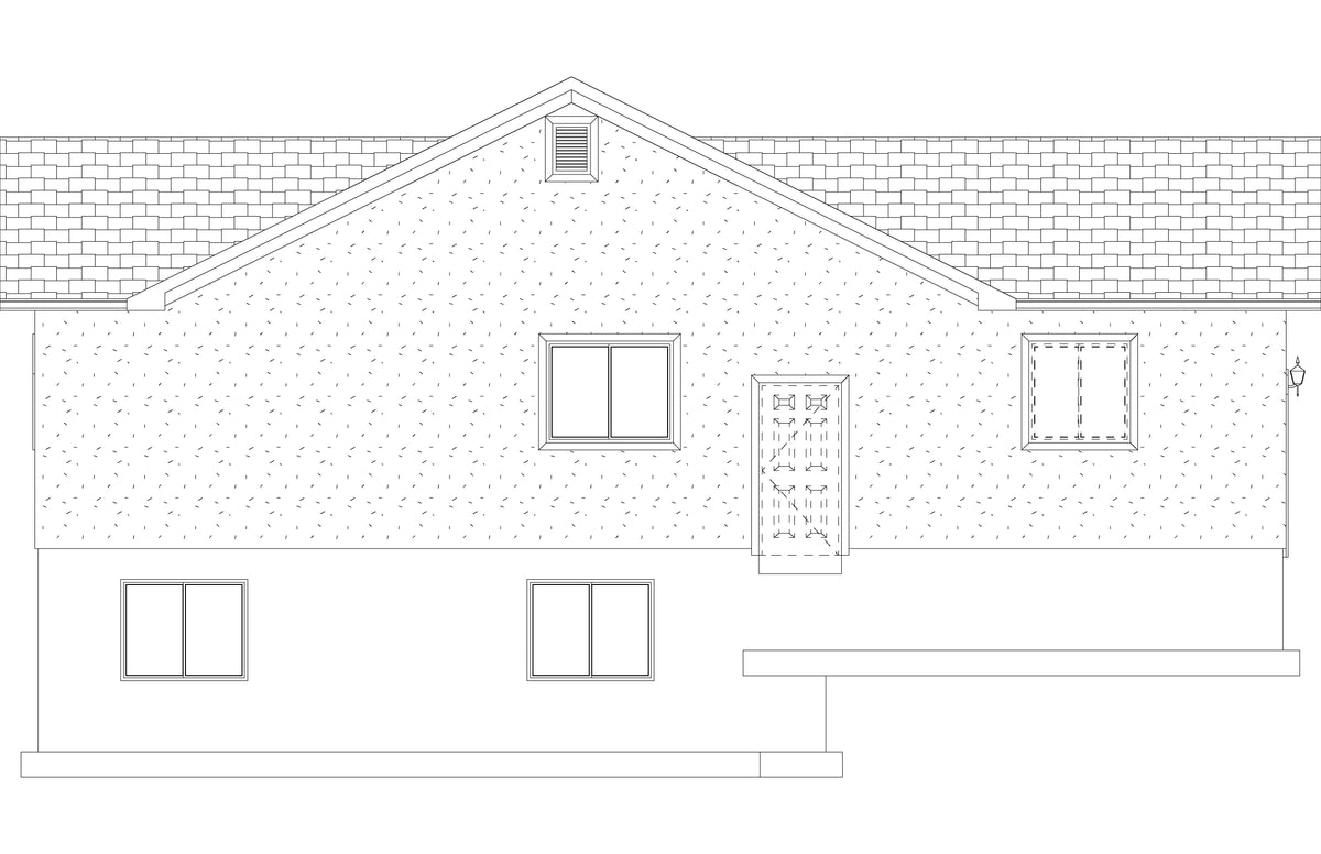 AO8471-A Traditional Ranch House, 2 Bedrooms, 2 Bathrooms | Brynn House Plan Left Elevation
