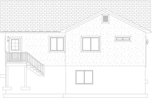 AO8471-A Traditional Ranch House, 2 Bedrooms, 2 Bathrooms | Brynn House Plan Rear Elevation
