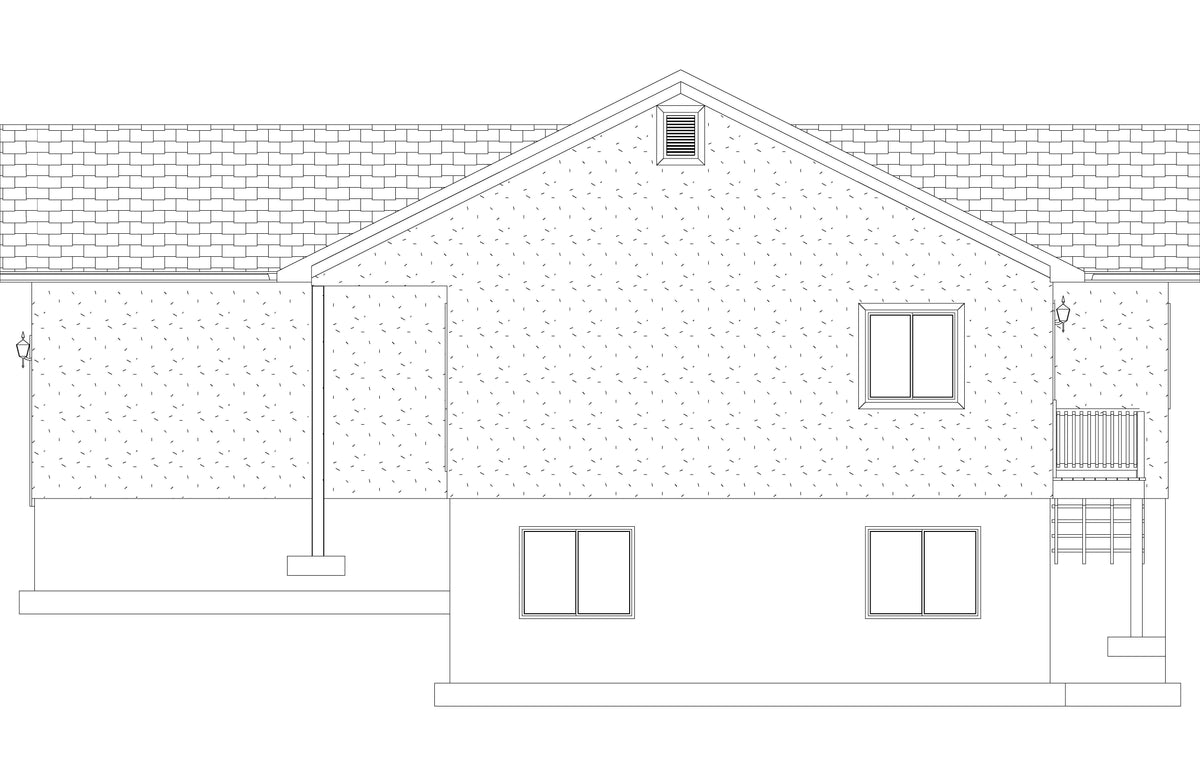 AO8471-A Traditional Ranch House, 2 Bedrooms, 2 Bathrooms | Brynn House Plan Right Elevation