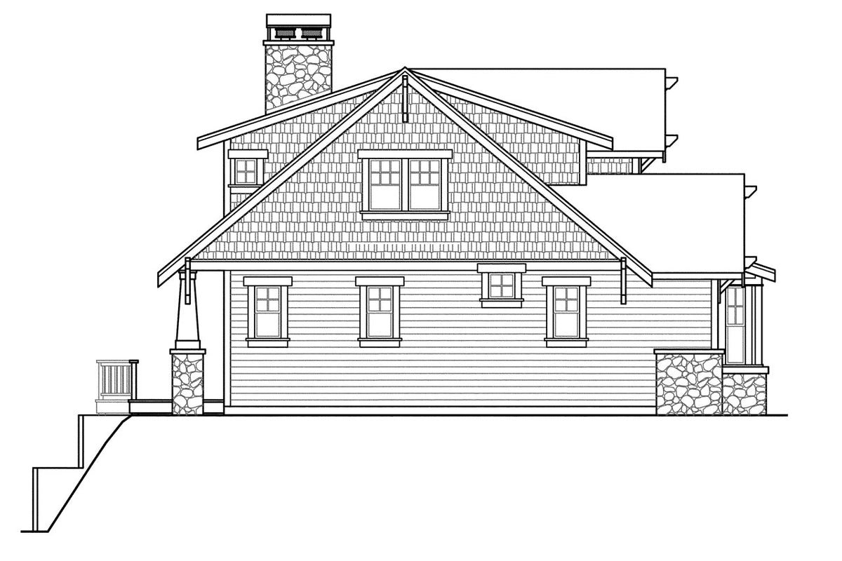 AM7648-A Craftsman House Left Elevation, 2662 Square Feet, 3 Bedrooms, 2.5 Bathrooms | Cedarbrook House Plan 