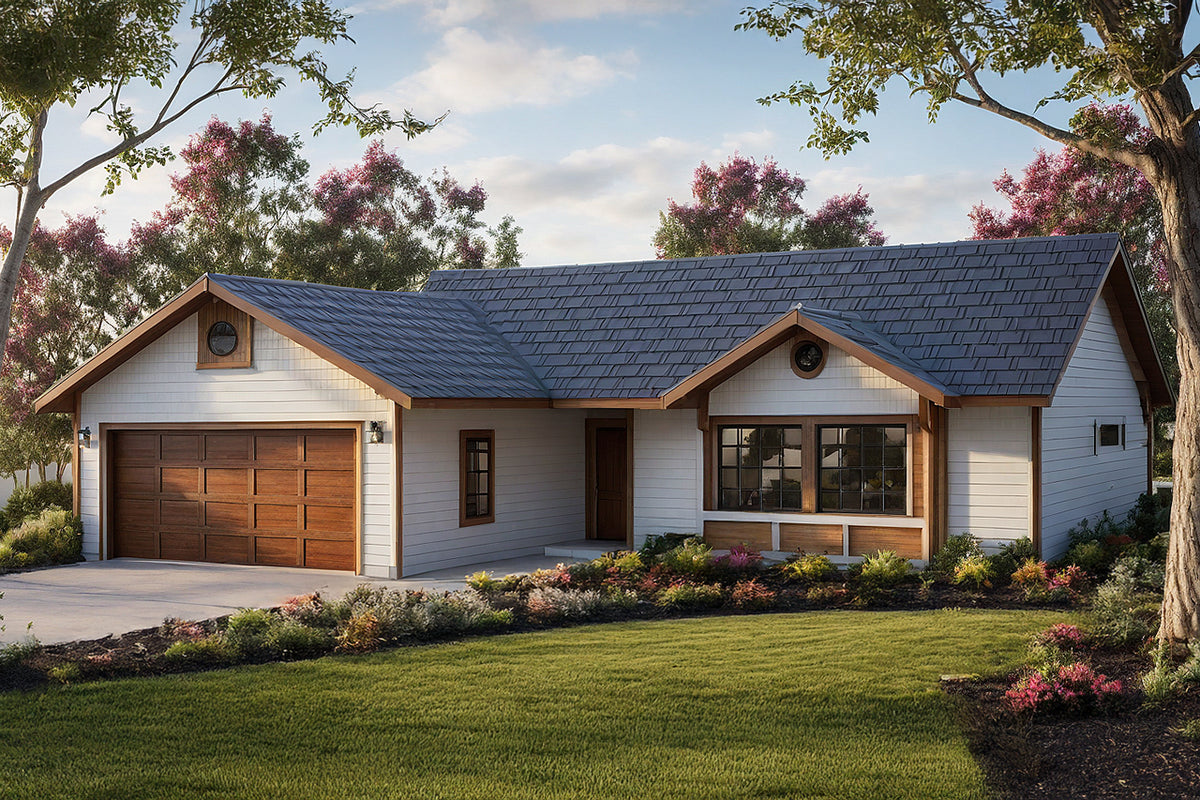 1,156 Sq Ft 3-Bedroom House Plan with Garage & Pantry