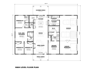 AN7565-A Barndominium House First Floor Plan, 4 Bedrooms, 3.5 Bathrooms | Cassidy-6A House Plan