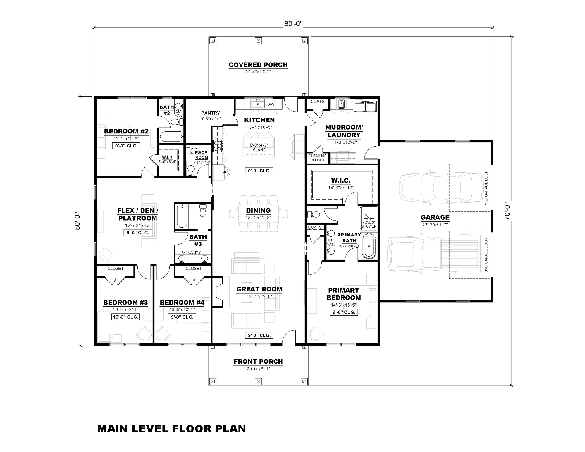 AN7744-A Modern Farmhouse First Floor Plan, 4 Bedrooms, 3.5 Bathrooms | Cassidy-6B 