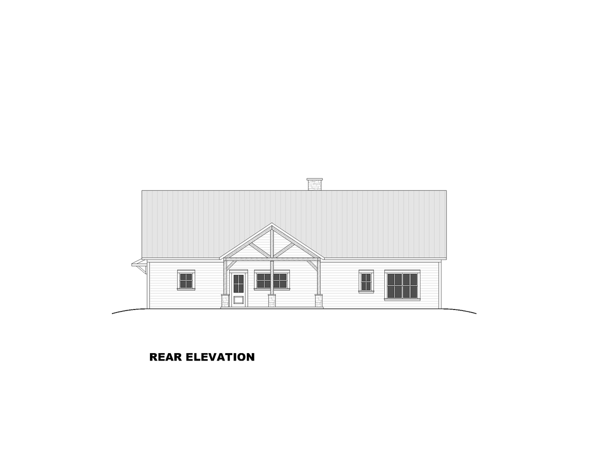 AN7854-A Modern Farmhouse Rear Elevation, 4 Bedrooms, 3.5 Bathrooms | Cassidy-6C