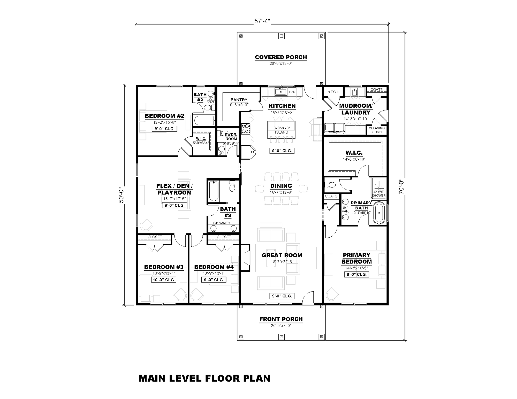 AN7854-A Modern Farmhouse First Floor Plan, 4 Bedrooms, 3.5 Bathrooms | Cassidy-6C