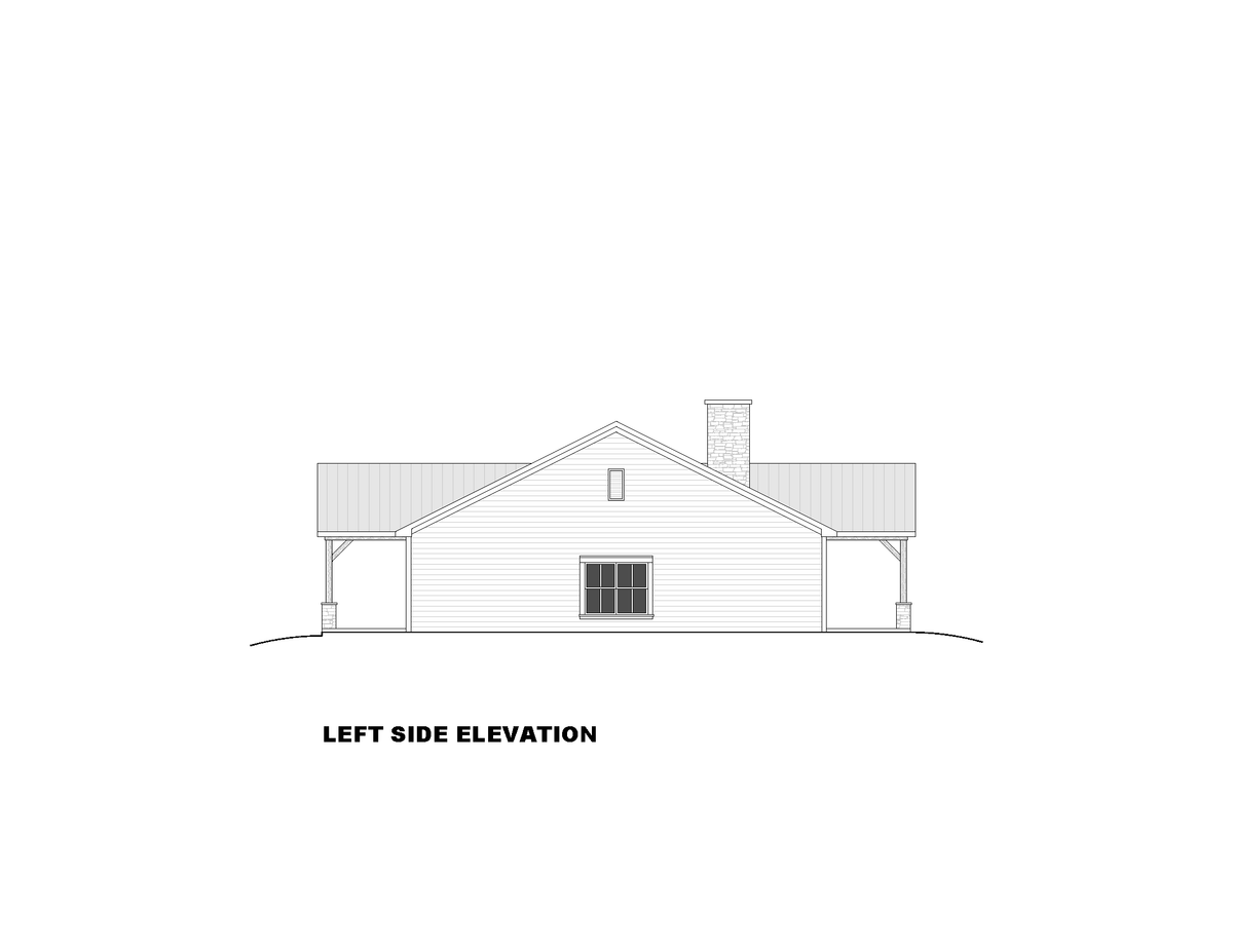 AN8257-A Country House, 4 Bedrooms, 3.5 Bathrooms | Cassidy-7 House Plan Left Elevation