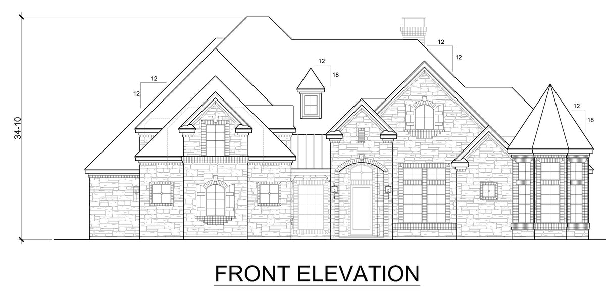 F8043-A Hill Country House, 4 Bedrooms, 4.5 Bathrooms | Chantilly Front Elevation