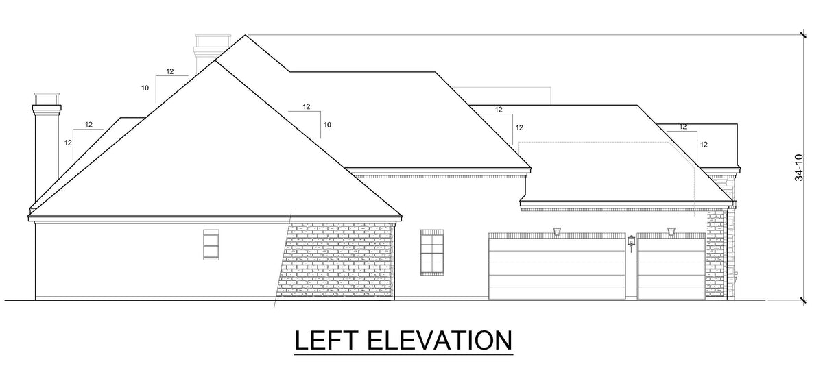 F8043-A Hill Country House, 4 Bedrooms, 4.5 Bathrooms | Chantilly Left Elevation