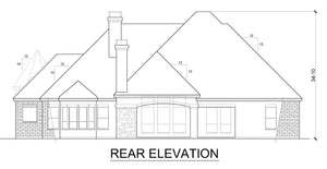 F8043-A Hill Country House, 4 Bedrooms, 4.5 Bathrooms | Chantilly Rear Elevation
