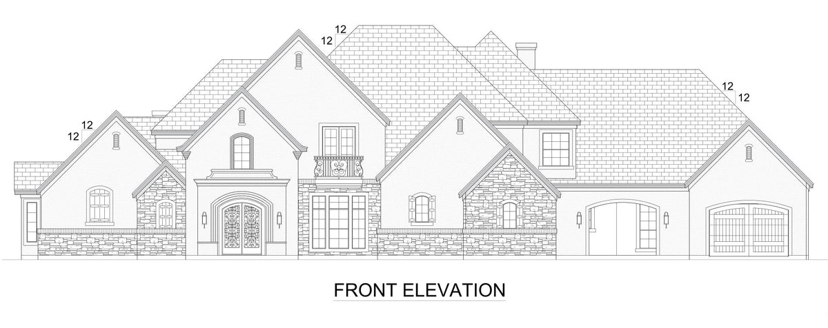F617-A French Country House Front Elevation, 4 Bedrooms, 3.5 Bathrooms | Cherry Grove House Plan
