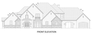 F617-A French Country House Front Elevation, 4 Bedrooms, 3.5 Bathrooms | Cherry Grove House Plan