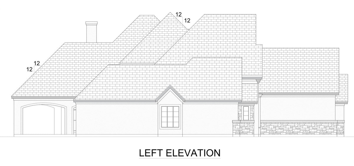 F617-A French Country House Left Elevation, 4 Bedrooms, 3.5 Bathrooms | Cherry Grove House Plan