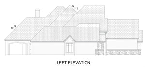 F617-A French Country House Left Elevation, 4 Bedrooms, 3.5 Bathrooms | Cherry Grove House Plan