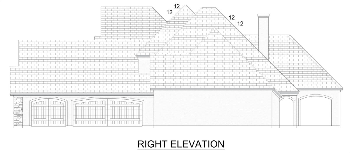 F617-A French Country House Right Elevation, 4 Bedrooms, 3.5 Bathrooms | Cherry Grove House Plan