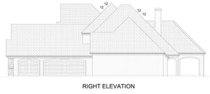 F617-A French Country House Right Elevation, 4 Bedrooms, 3.5 Bathrooms | Cherry Grove House Plan
