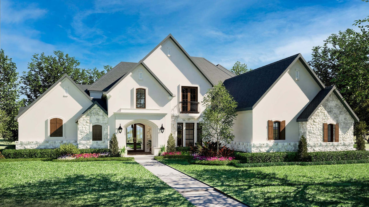 F617-A French Country House, 4 Bedrooms, 3.5 Bathrooms | Cherry Grove House Plan Exterior-2