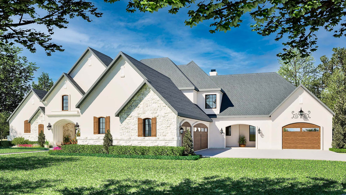 F617-A French Country House, 4 Bedrooms, 3.5 Bathrooms | Cherry Grove House Plan Exterior-4