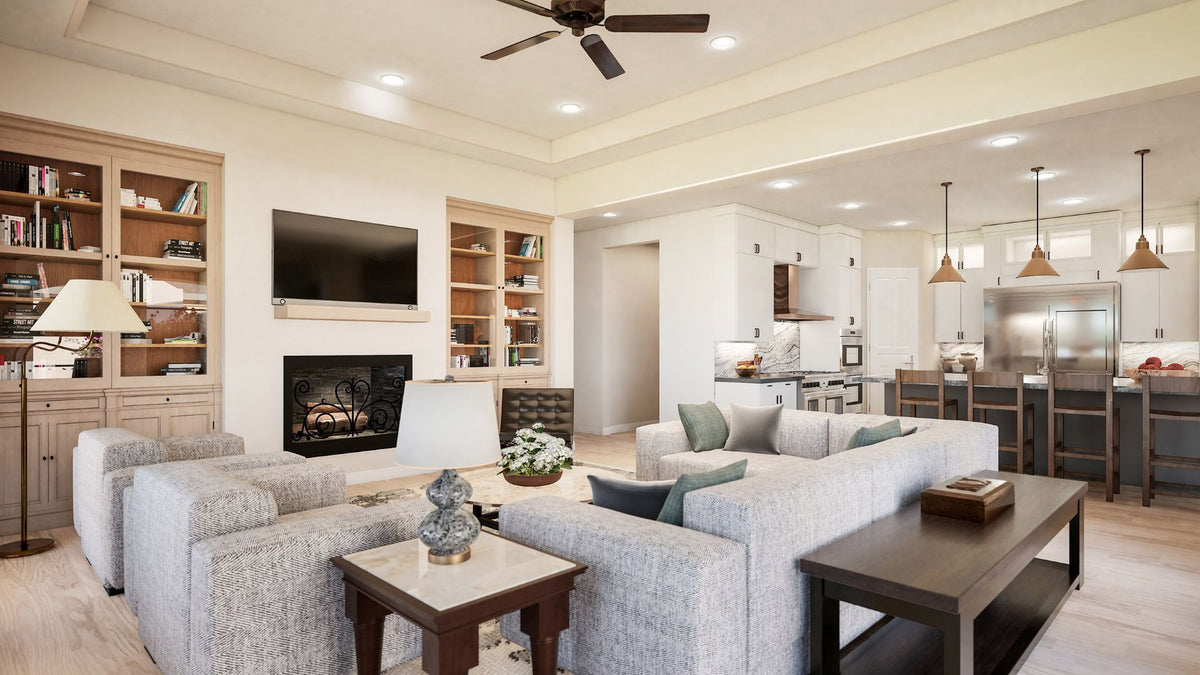 F617-A French Country House Family Room, 4 Bedrooms, 3.5 Bathrooms | Cherry Grove House Plan