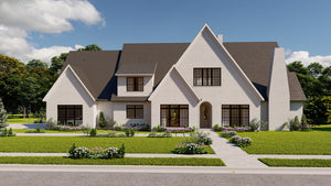 Elegant 4-Bedroom Home Plan with Game Room and Porches