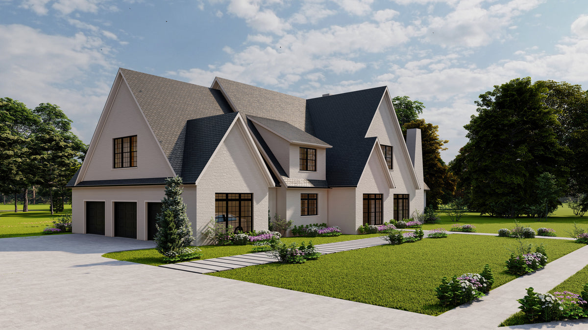 Elegant 4-Bedroom Home Plan with Game Room and Porches