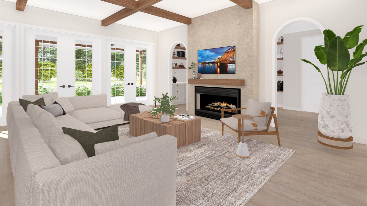 Elegant 4-Bedroom Home Plan with Game Room and Porches