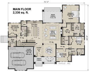 D7367-A Lafayette House First Floor Plan 3-4 Beds 3 Baths