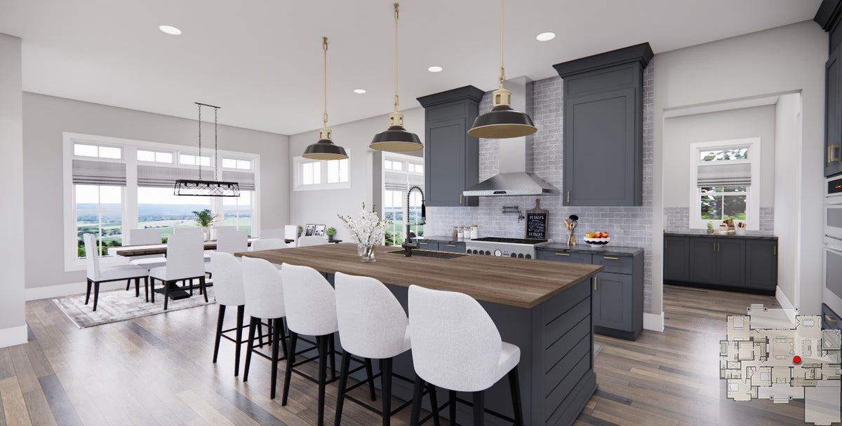 D7371-A Wood Haven House Eating Bar, Dining and Kitchen