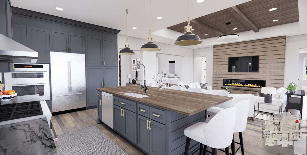 D7371-A Wood Haven House Eating Bar and Great Room