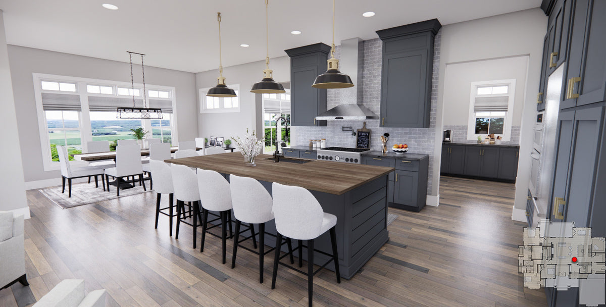 D7371-A Wood Haven House Eating Bar, Dining and Kitchen