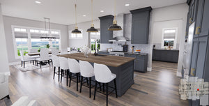 D7371-A Wood Haven House Eating Bar, Dining and Kitchen